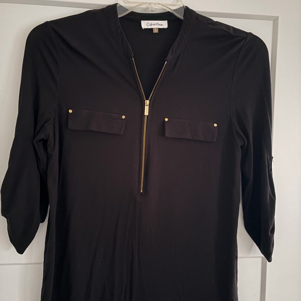 Calvin Klein Black Top with Zipper Detail
